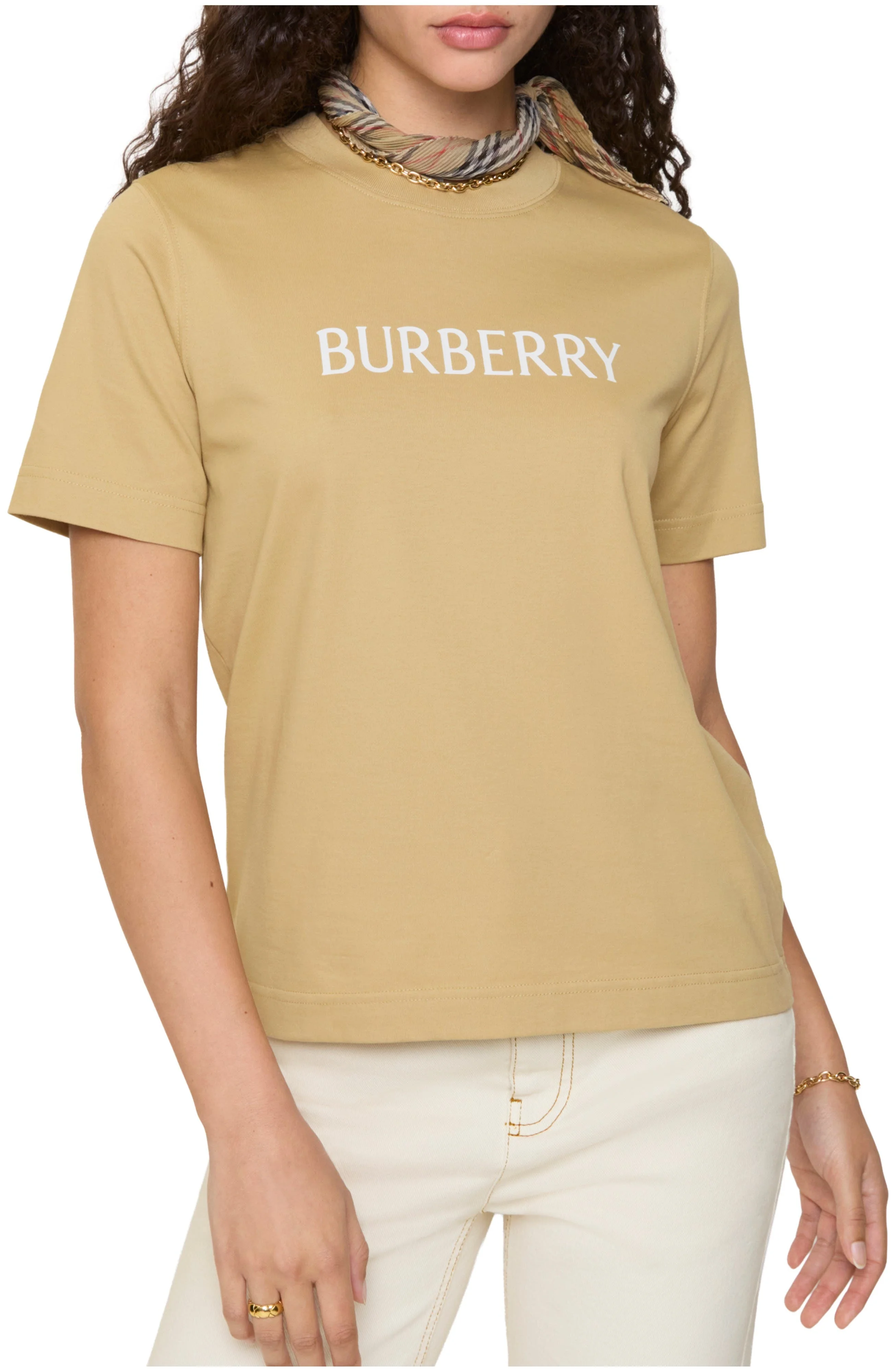 burberry Logo Cotton T-shirt in Flax Beige at Nordstrom - 1
