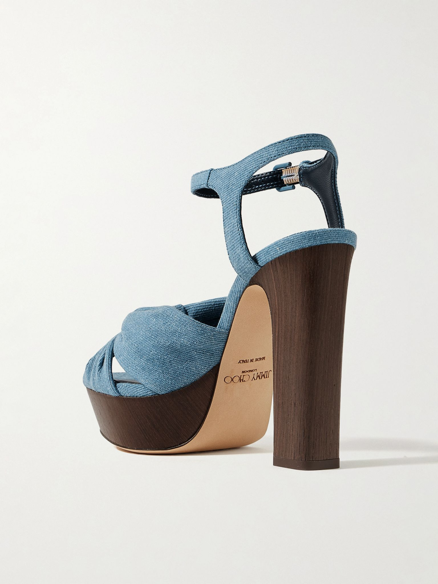 Heloise 120 knotted denim platform sandals Light denim - 3