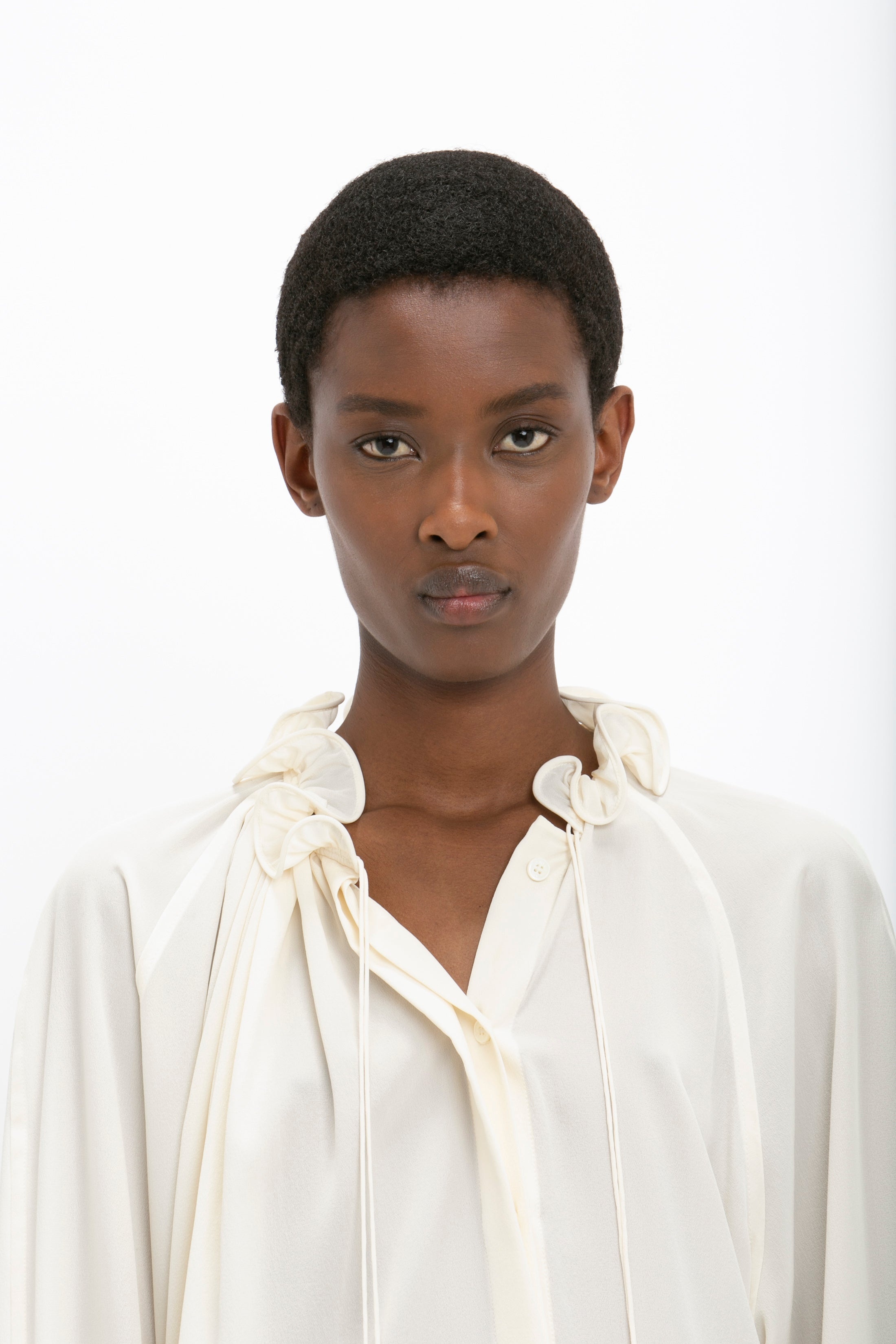 Ruched Detail Blouse In Vanilla - 10