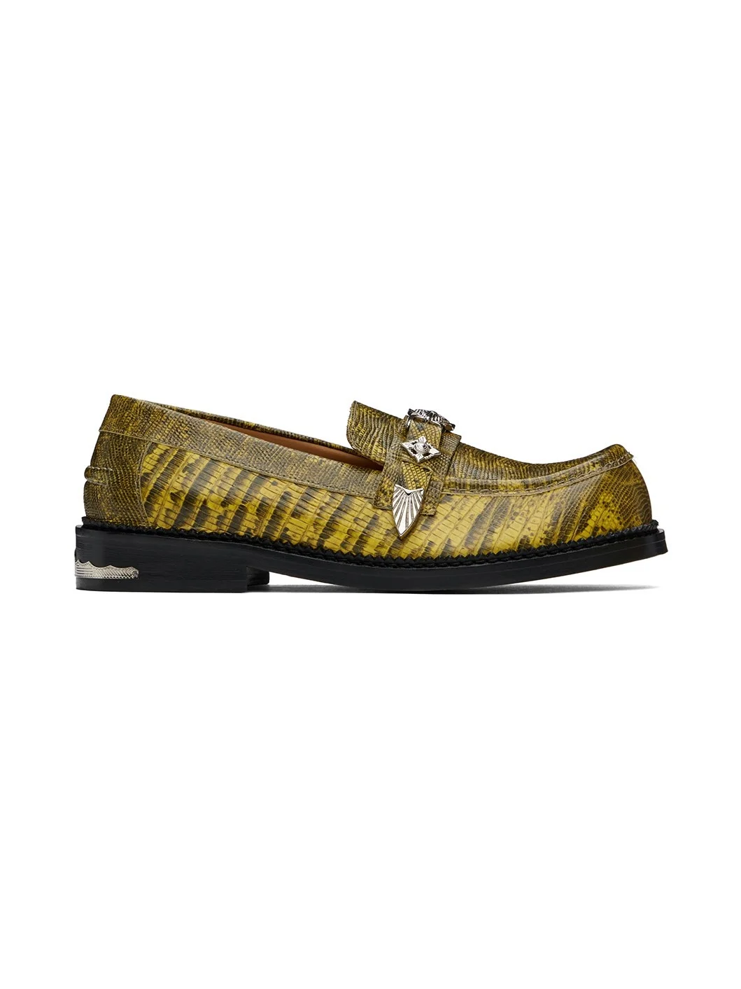 Yellow Croc-Embossed Loafers - 1