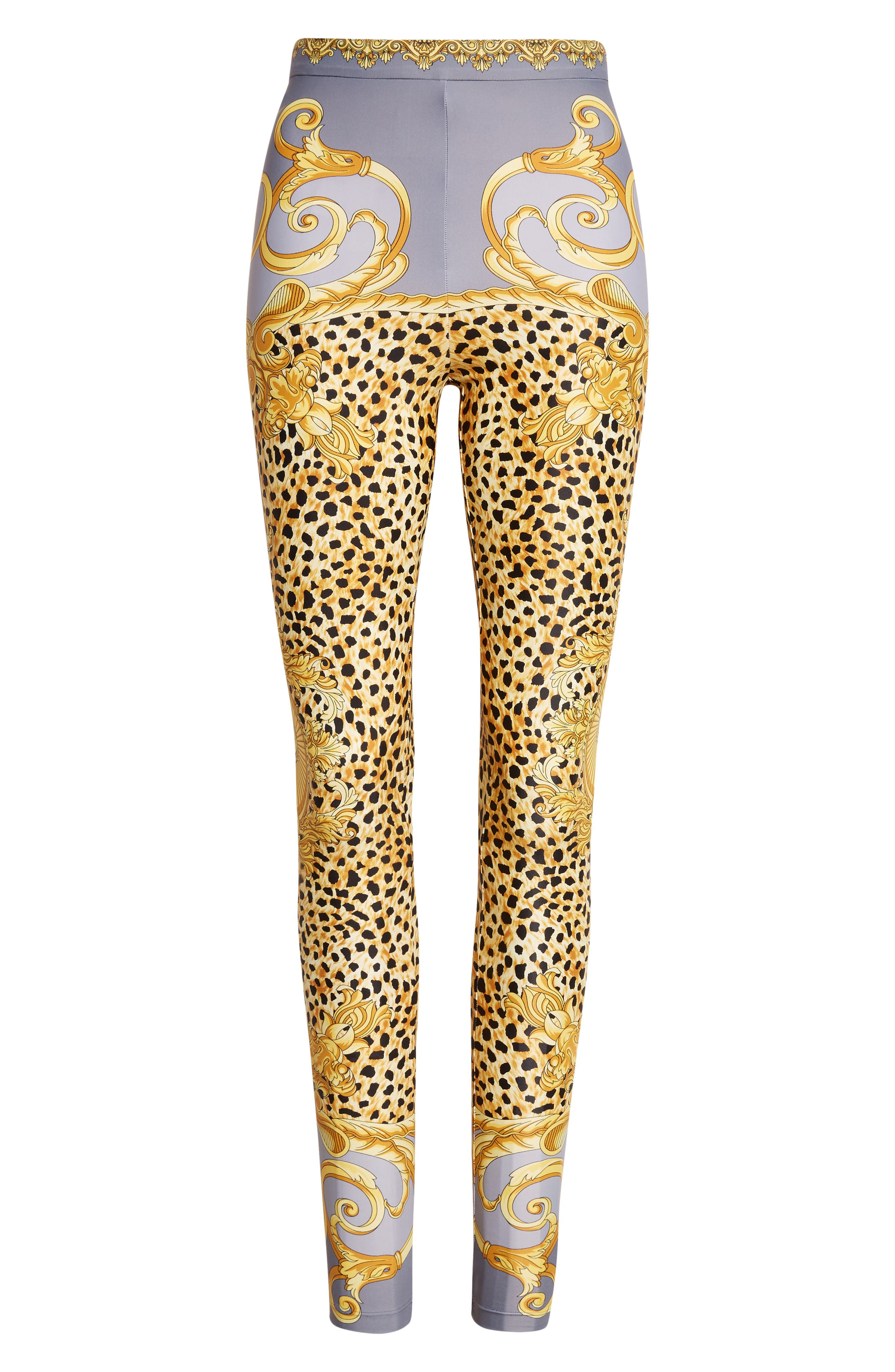 Versace Cheetah Foulard Print Leggings in Light Grey Elephant Grey at Nordstrom - 5