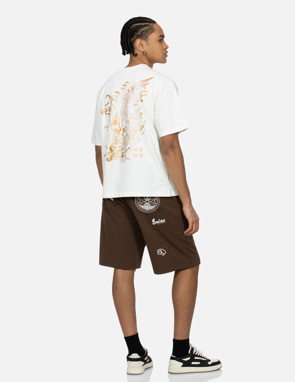 MULTI-POCKETS AND PRINT RELAX FIT SWEAT SHORTS - 3