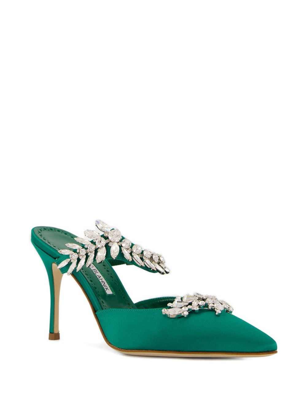 90mm crystal-embellished satin mules - 2