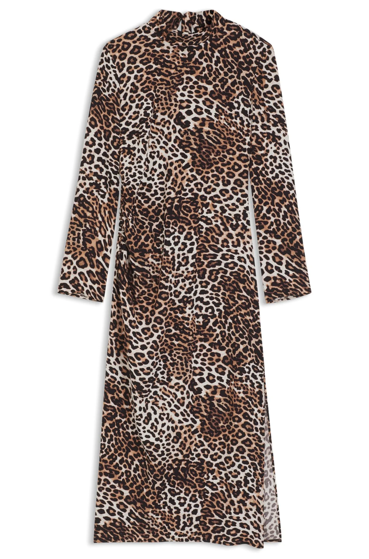 LEOPARD-PRINT MIDI DRESS WITH TIE COLLAR - 1