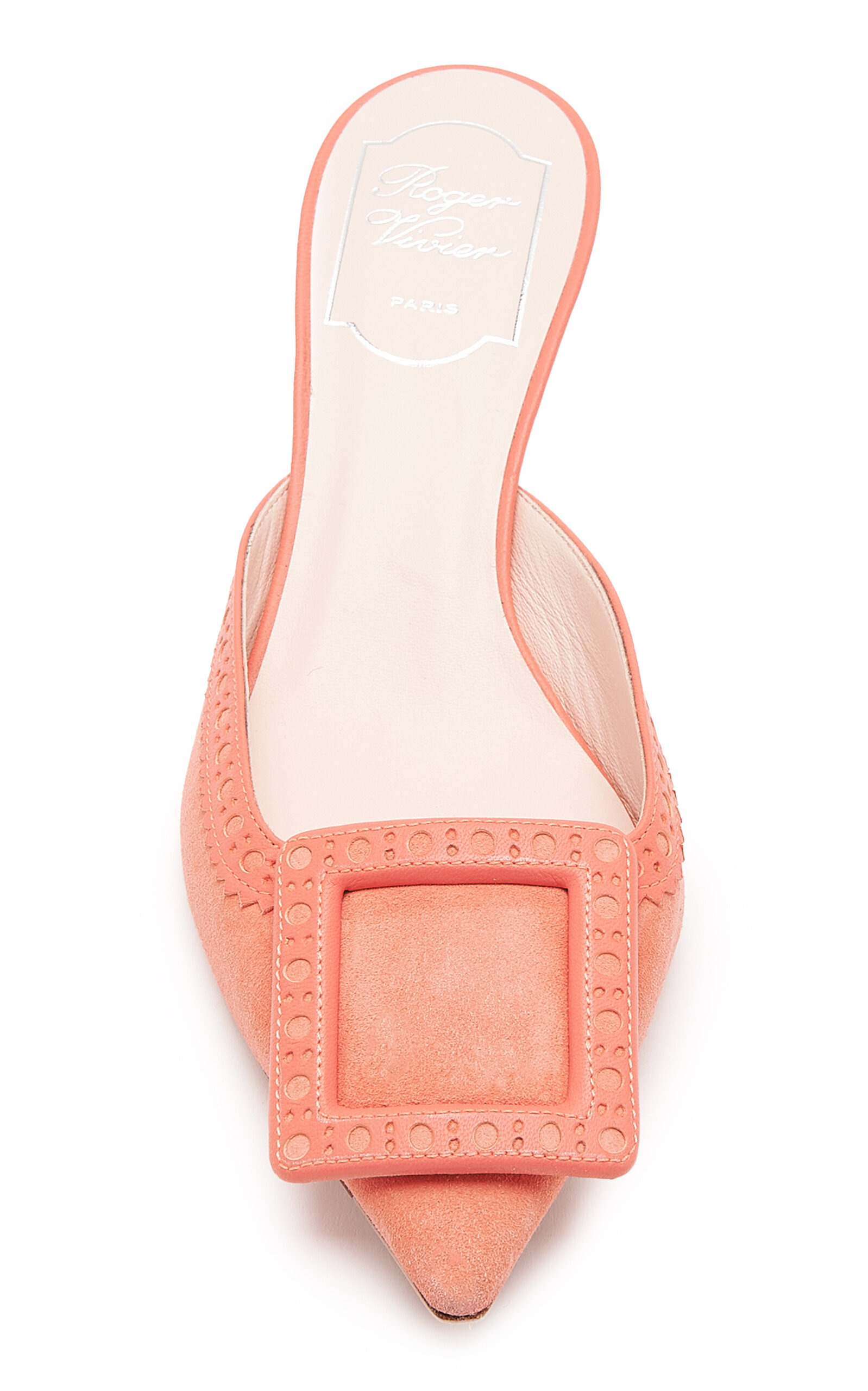 Viv In The City Perforated Suede Mules coral - 4
