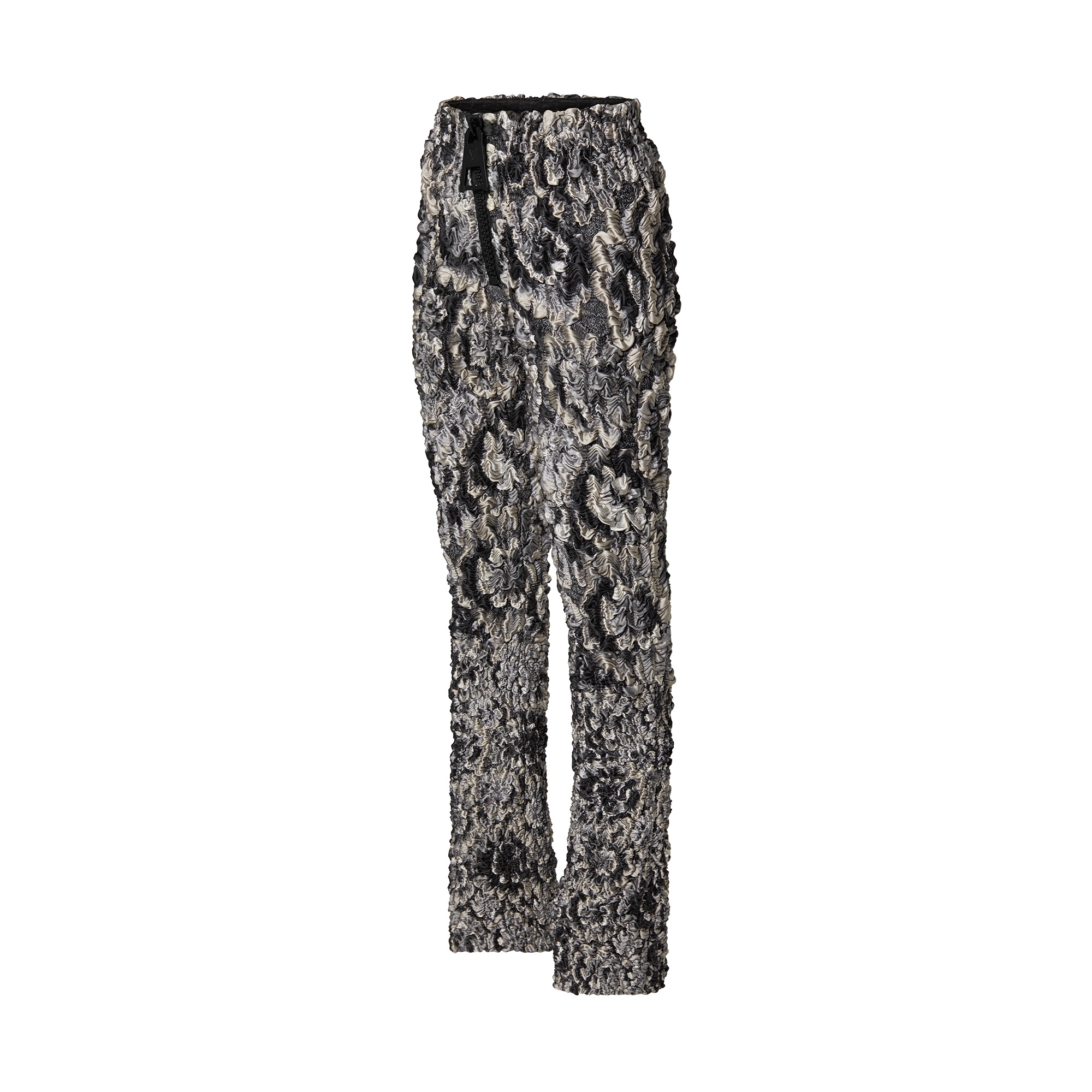 Floral Jacquard Smocked Zipper Pants - 2