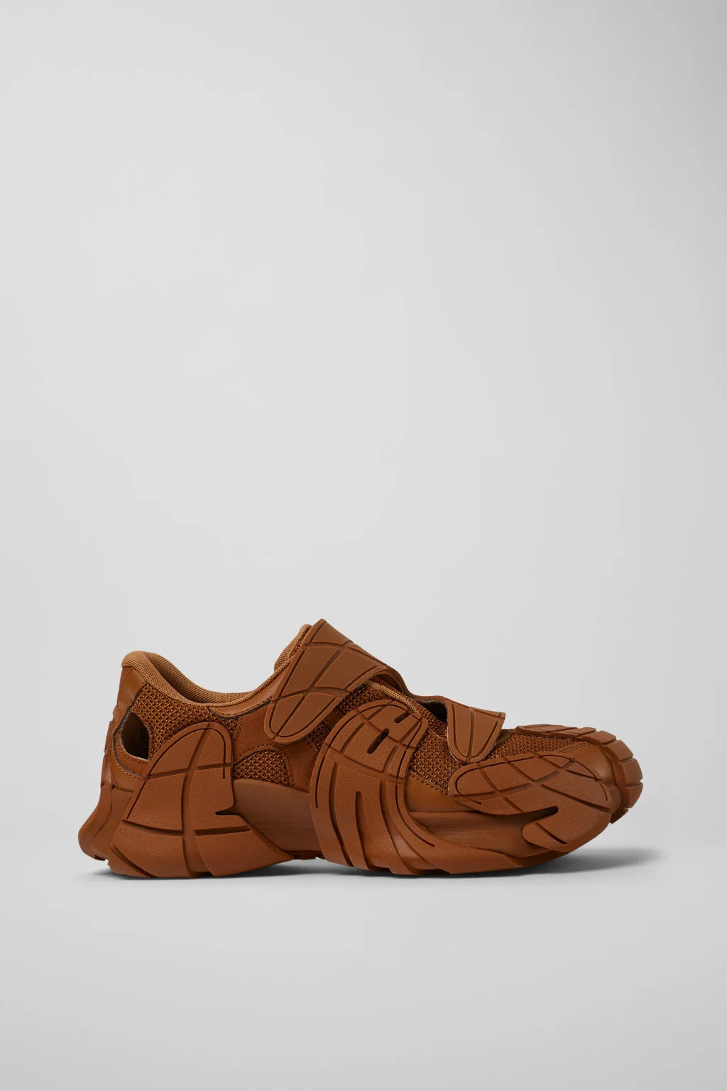 Brown Textile Semi-Open Sneakers - 1