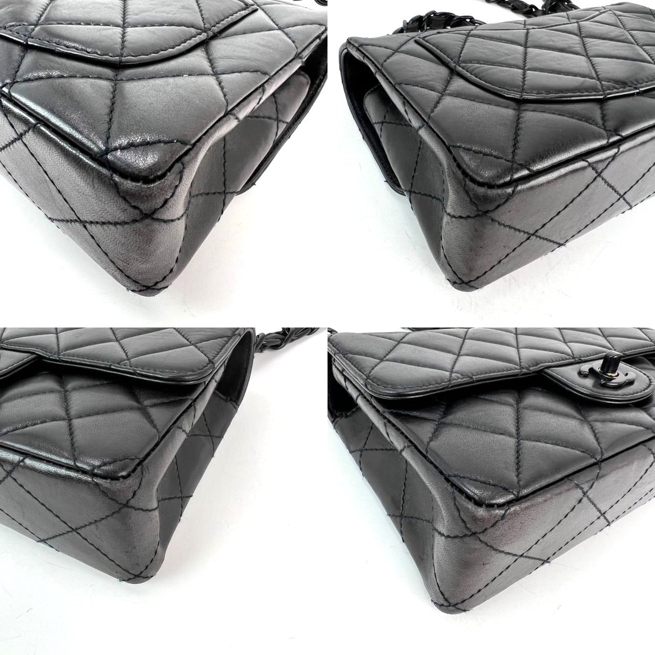Chanel Vintage Quilted Lambskin Black Resin Chain Small Classic Single Flap Bag RARE - 7