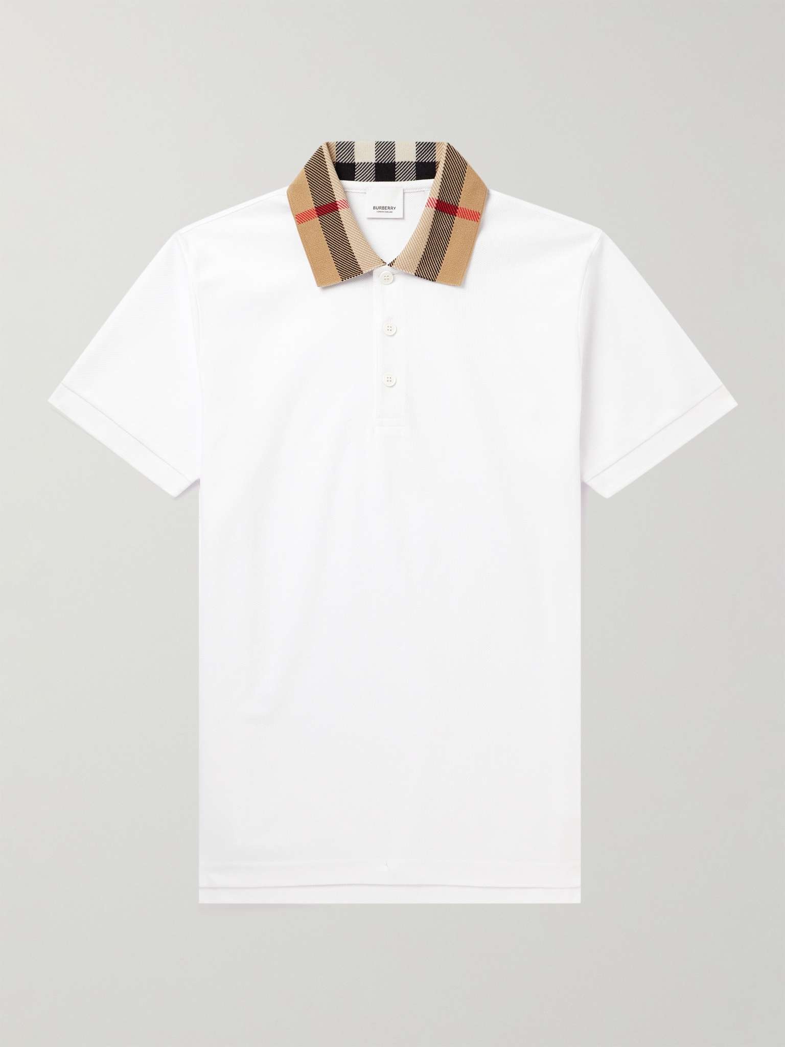 Slim-Fit Checked Cotton-Piqué Polo Shirt - 1