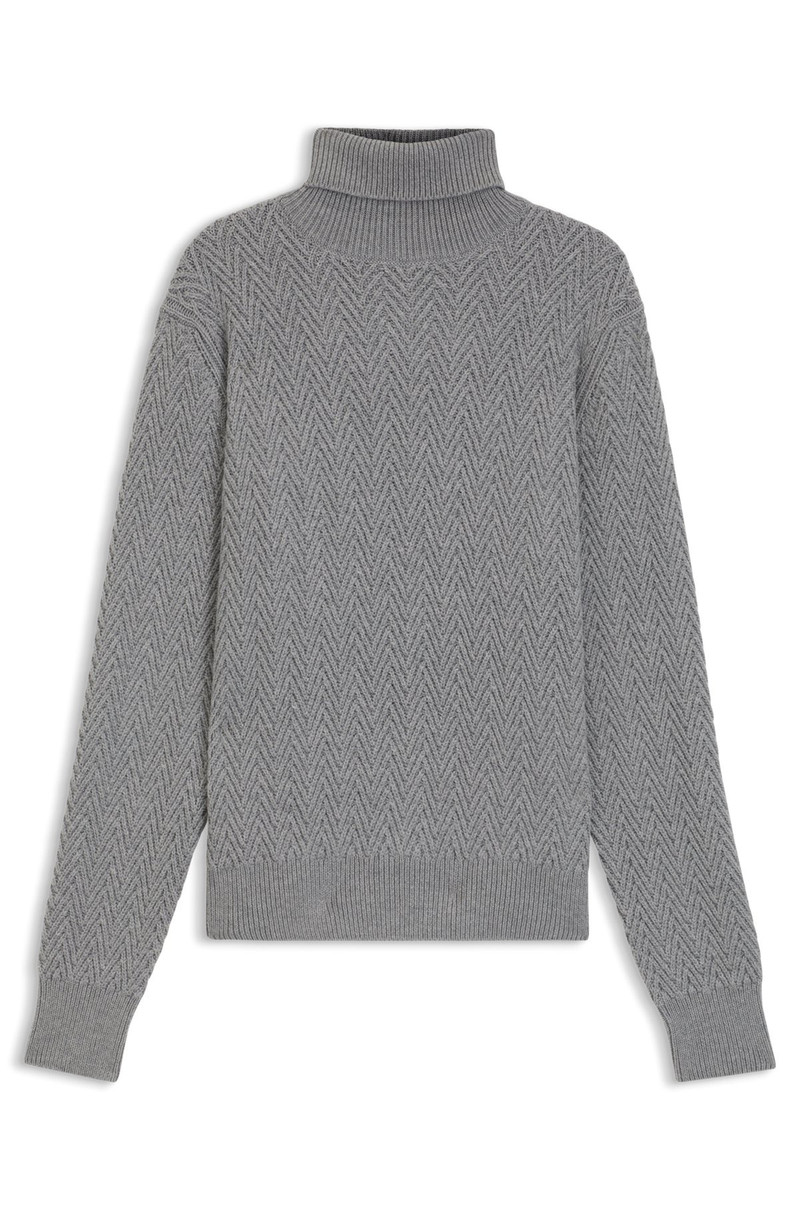 ROLLNECK SWEATER IN HERRINGBONE VIRGIN WOOL 1