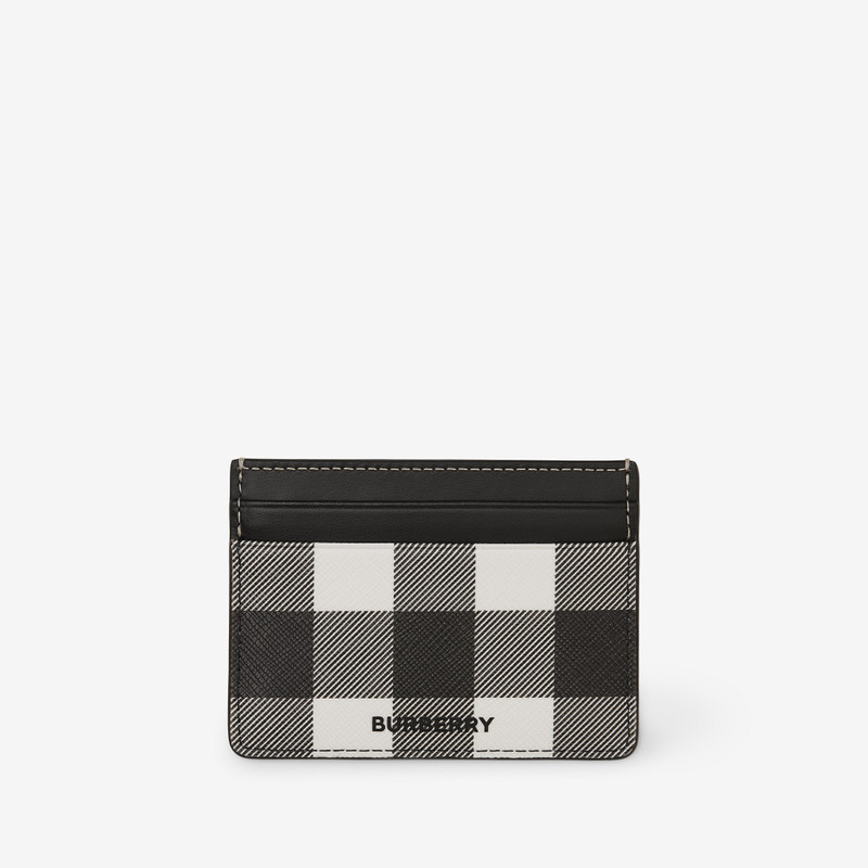 Exaggerated Check and Leather Card Case 1