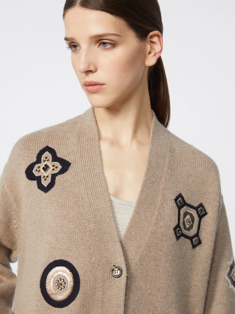 GIOIRE Long wool and cashmere cardigan - SAND 5