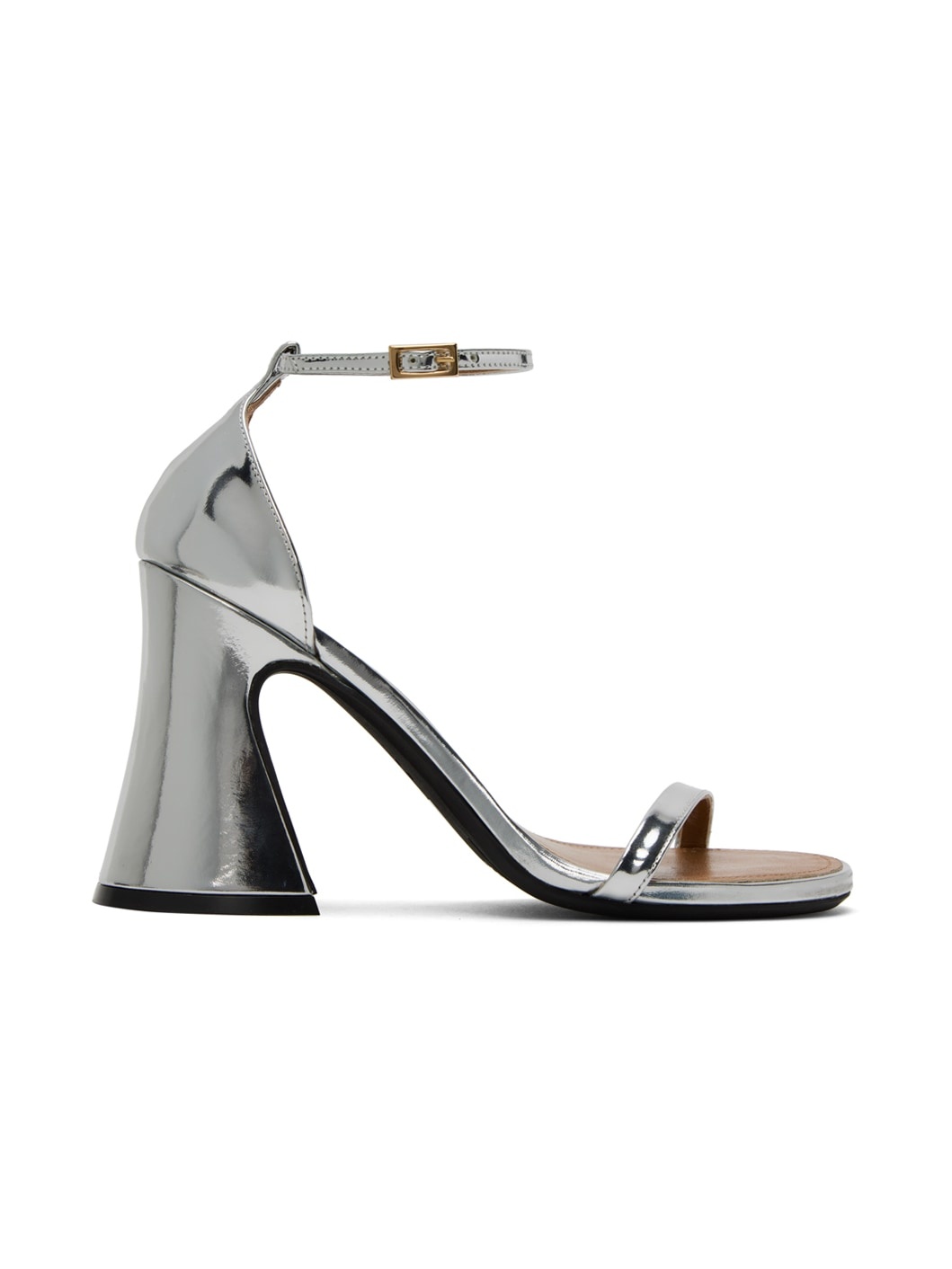 Silver Block Heel Sandals - 1