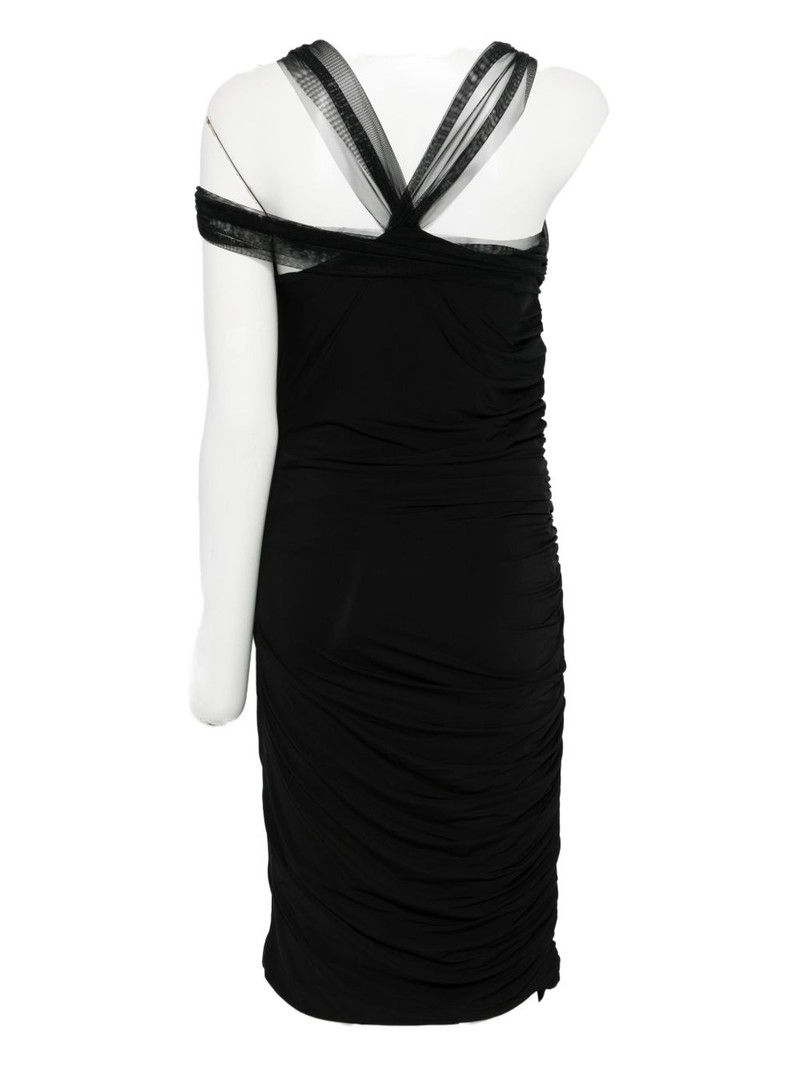 NENSI DOJAKA tulle-detail ruched midi dress outlook