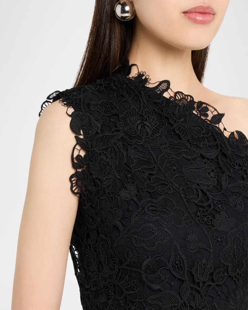 Asymmetric Guipure Lace One-Shoulder Fown 5