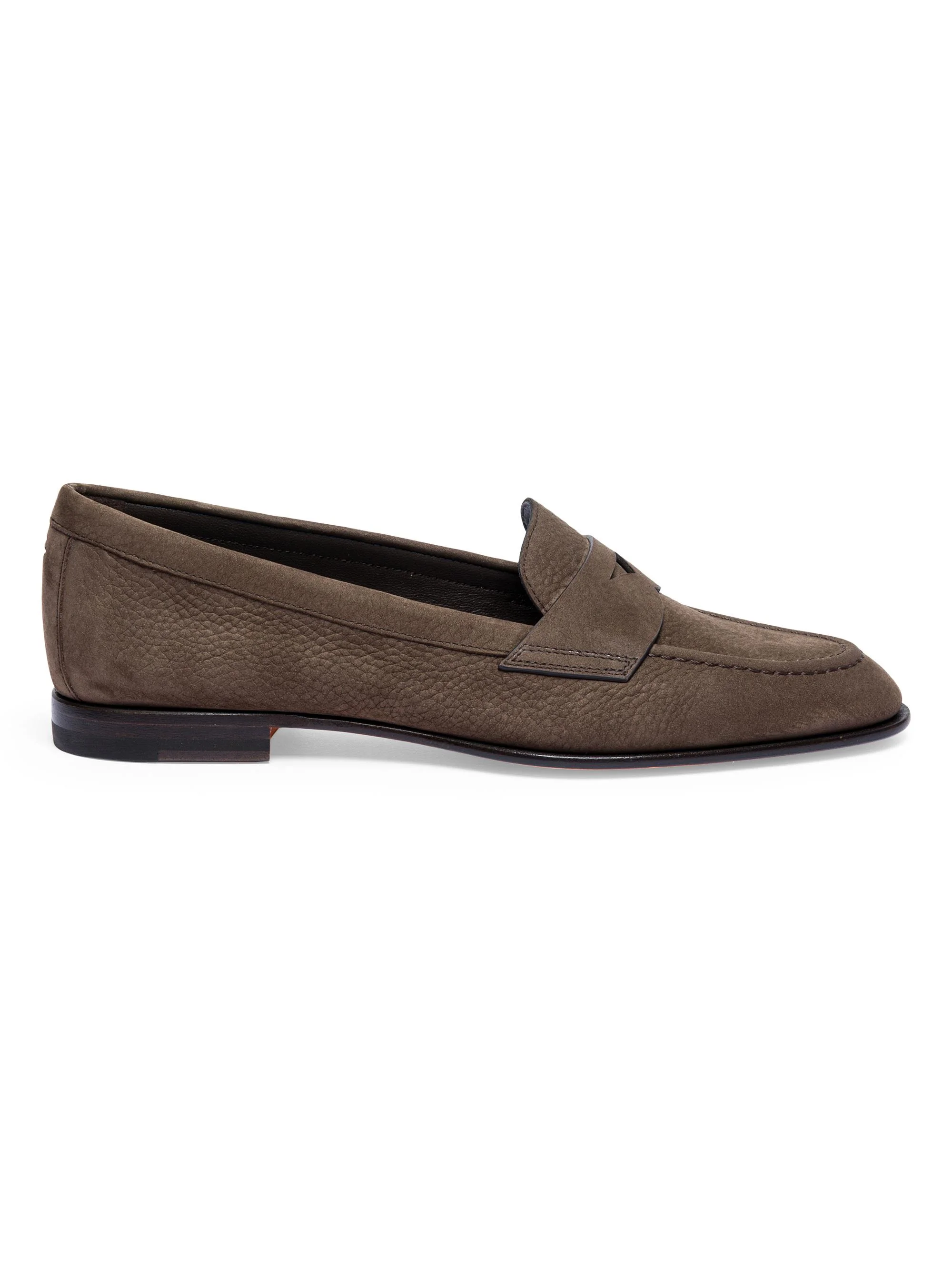 Women's Suede Penny Loafers - Brown - 1