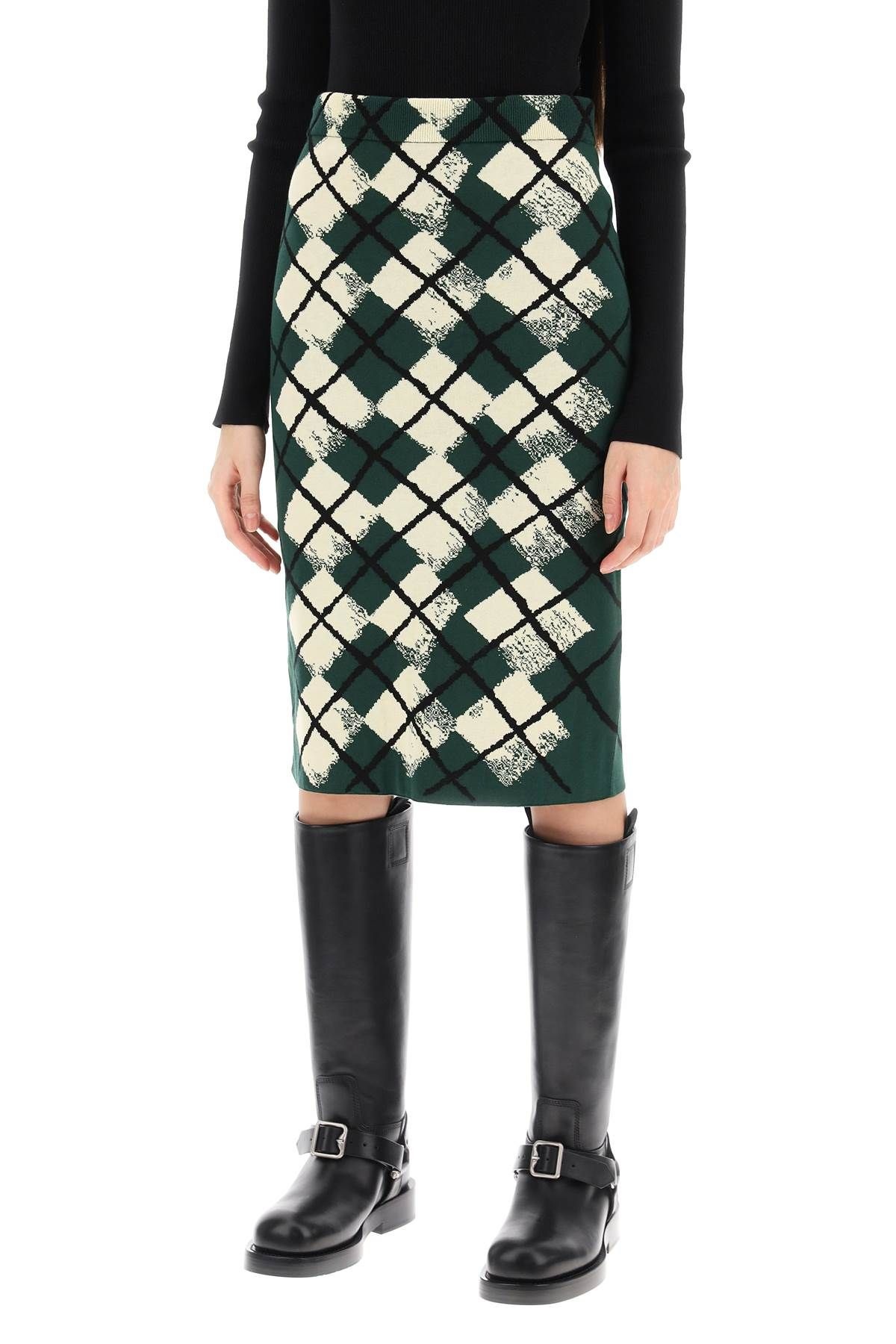 "KNITTED DIAMOND PATTERN MIDI SKIRT - 5