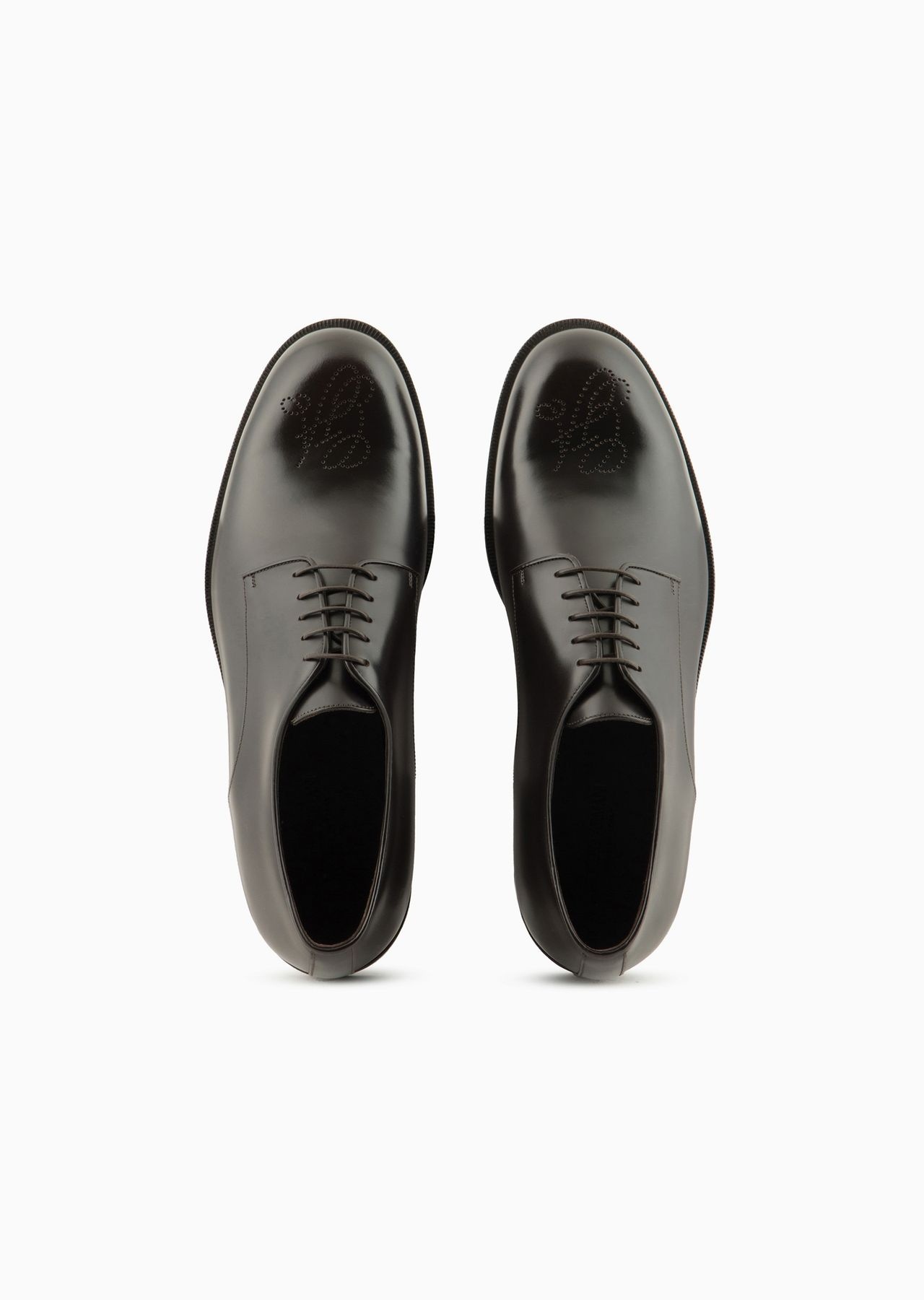 Leather Derby shoes with perforated logo - 3