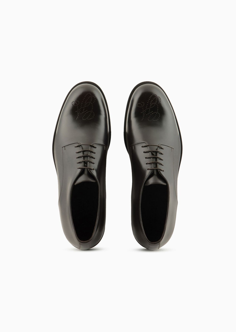 Leather Derby shoes with perforated logo 3