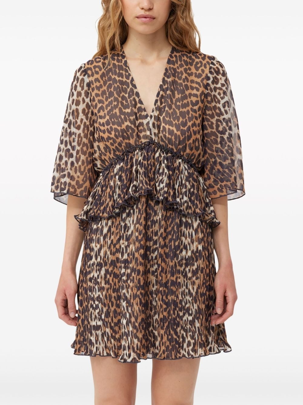 leopard-print georgette minidress - 5