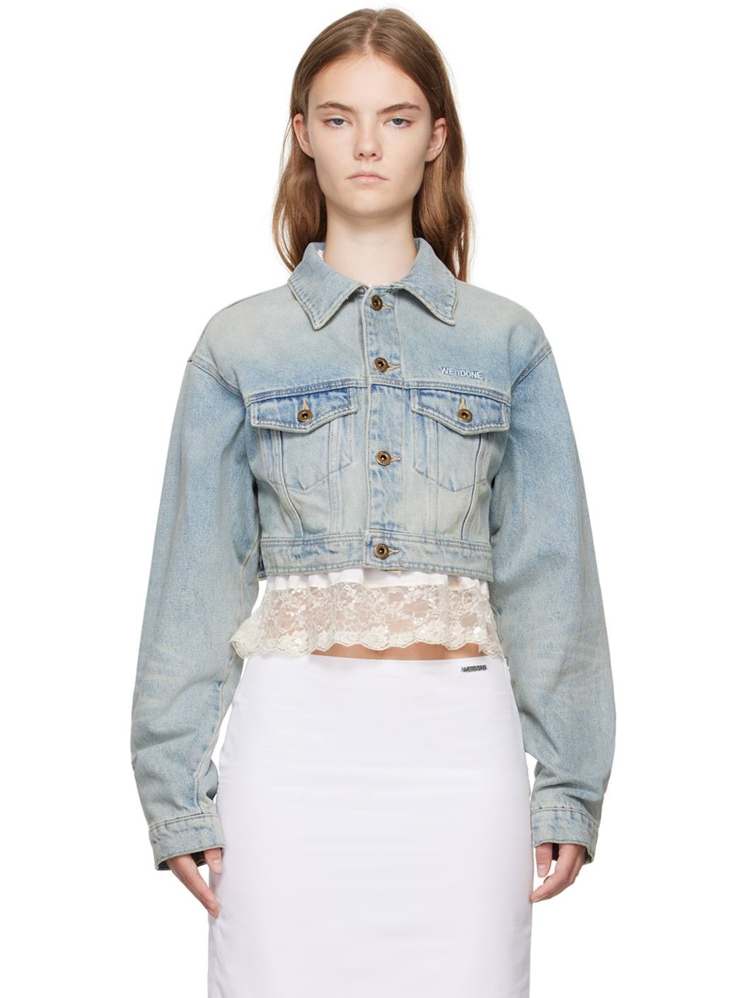 Blue Cropped Denim Jacket - 1