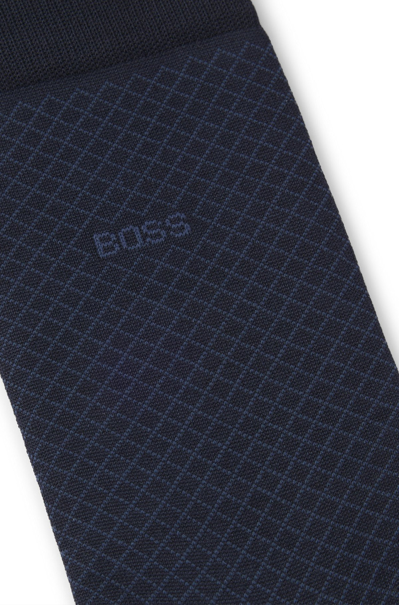 BOSS REGULAR-LENGTH PATTERNED SOCKS IN A MERCERIZED-COTTON BLEND outlook