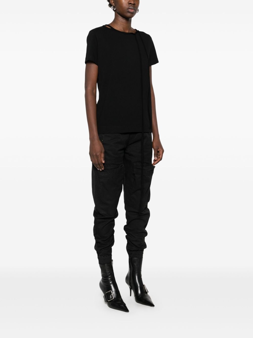 tie-detailed T-shirt - 3
