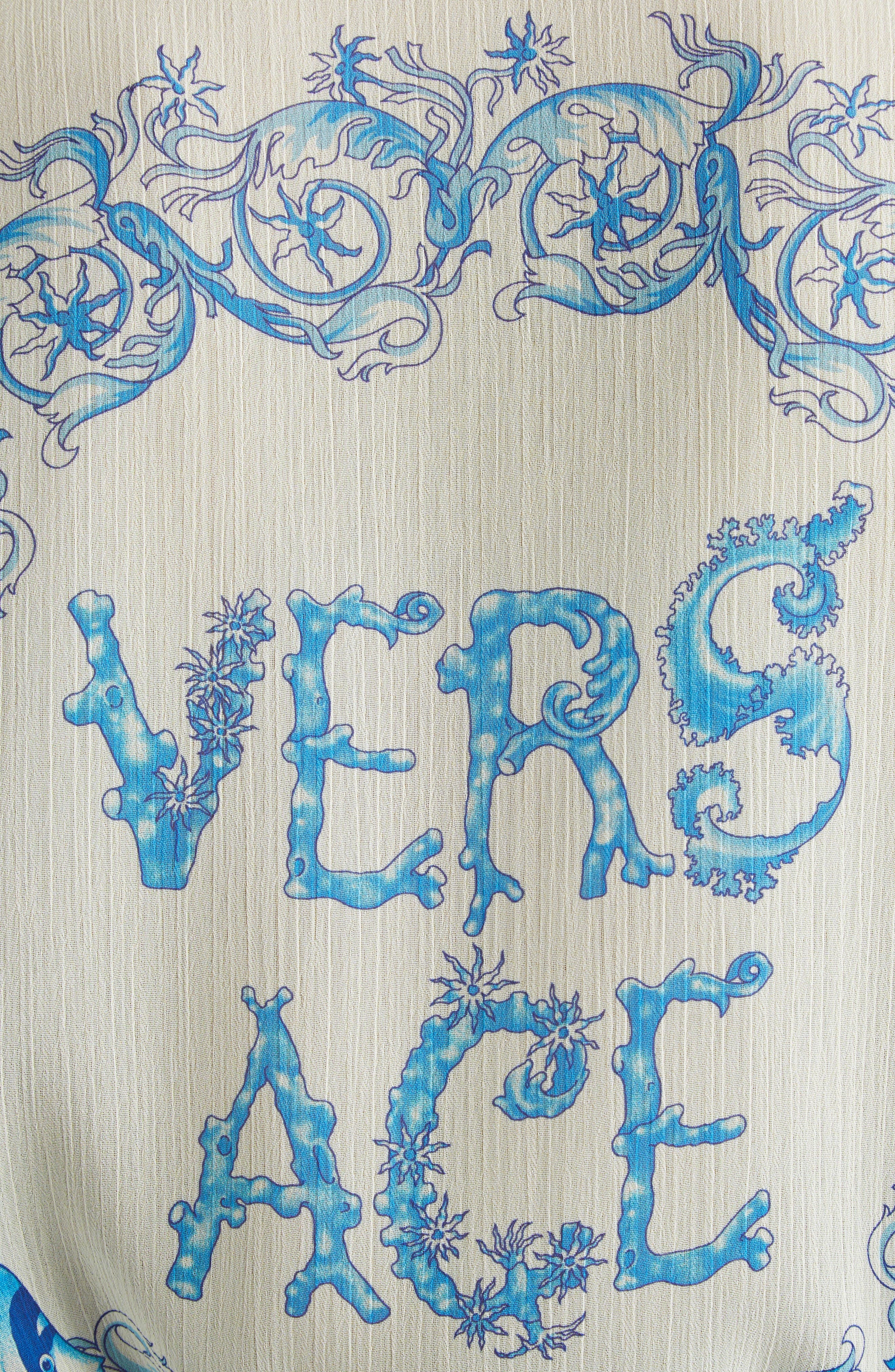 Versace Underwater Barocco Techno Crepon Button-Up Shirt in Eggshell Bright Dv Blue at Nordstrom - 7