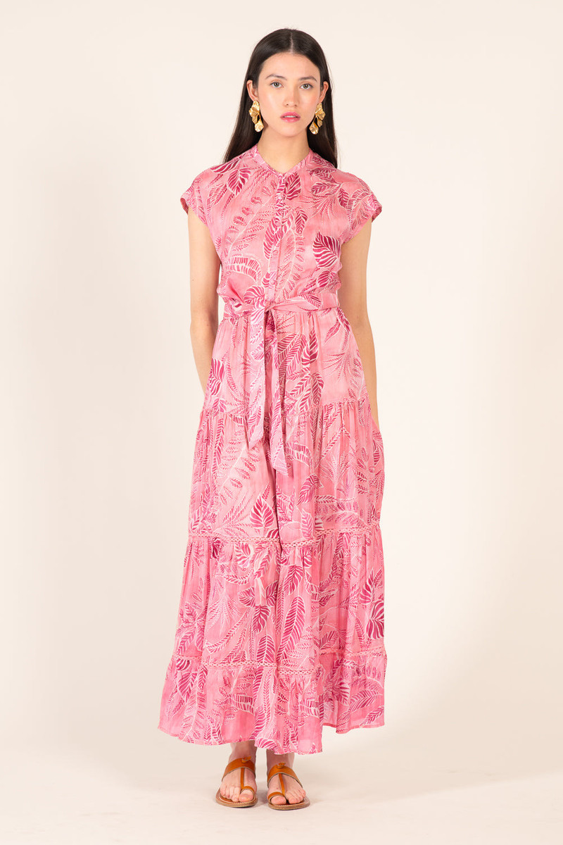 Long Dress Kora - Pink Calathea 1