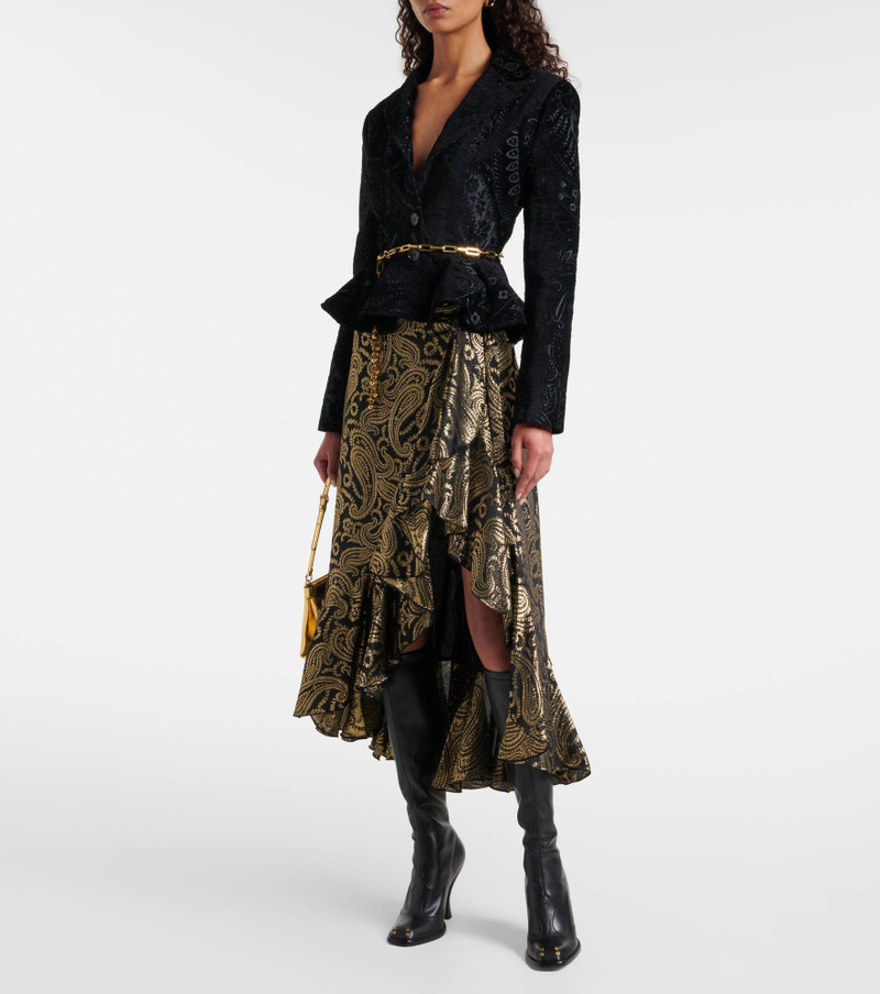 Etro Paisley ruffled silk-blend midi skirt outlook