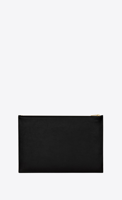 SAINT LAURENT saint laurent large flat pouch in shiny leather outlook