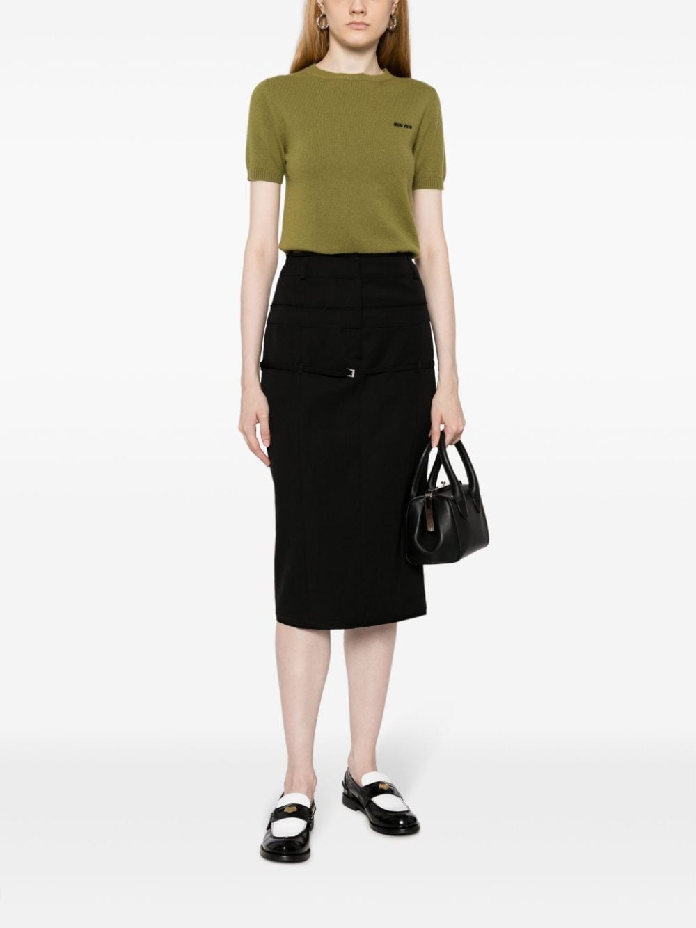 logo-intarsia cashmere top - 2