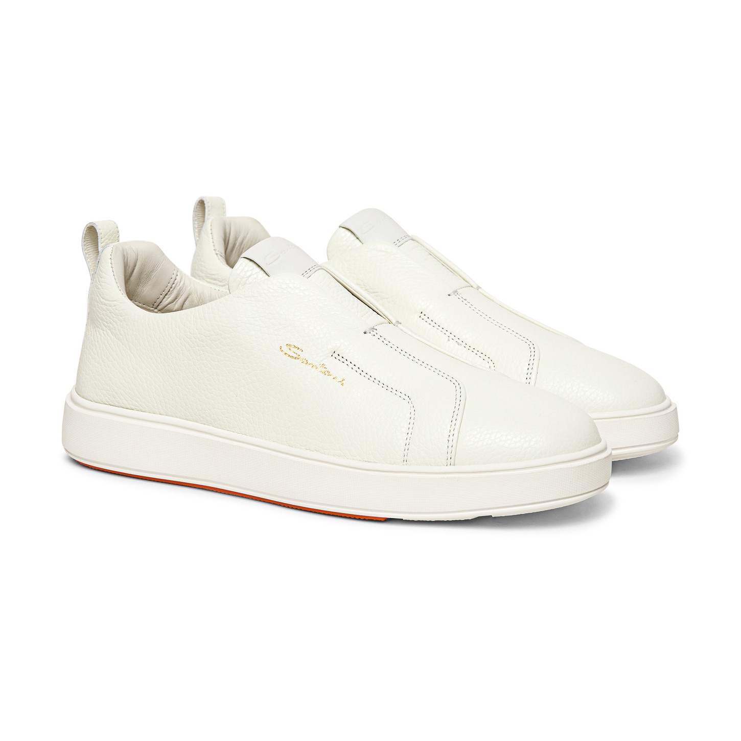Men’s white tumbled leather slip-on sneaker - 2