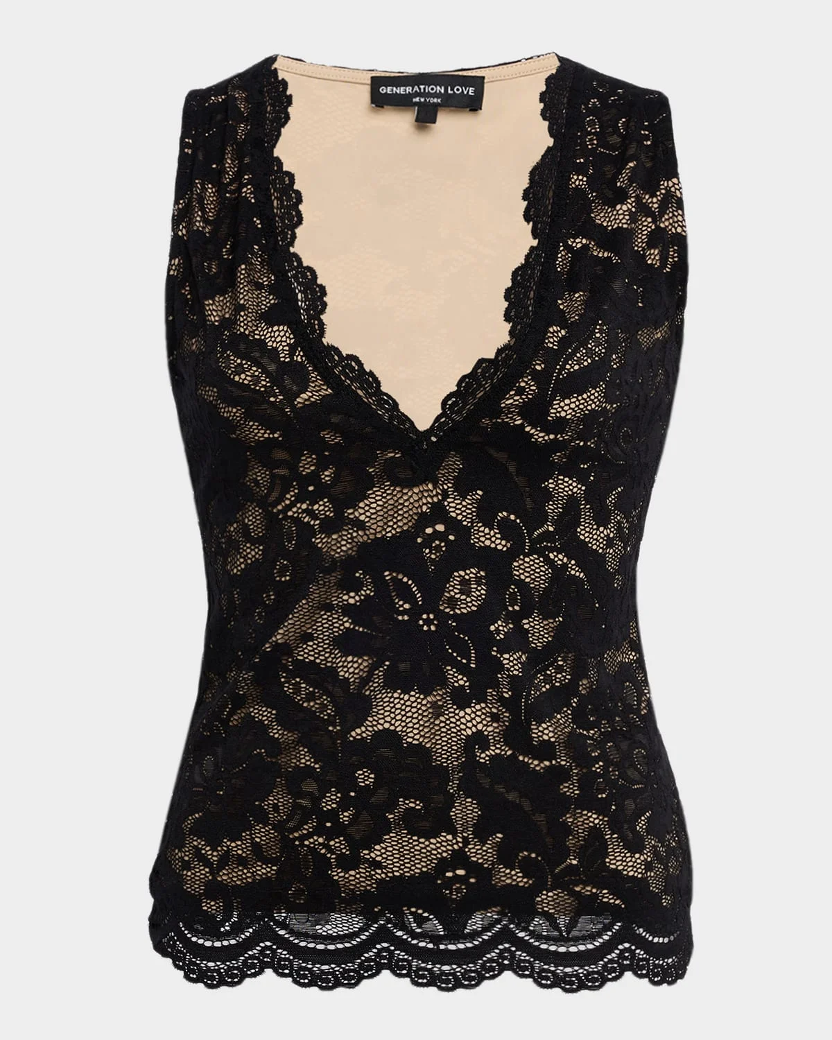 Leila Lace V-Neck Tank Top - 1