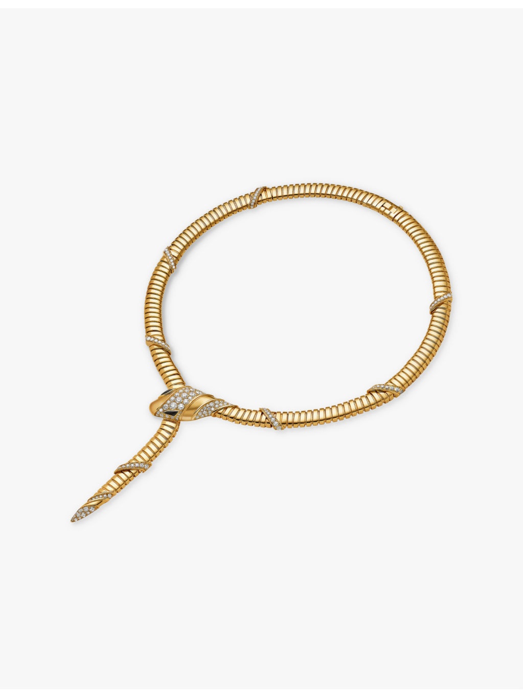 Serpenti Tubogas 18ct yellow-gold, 3.08ct brilliant-cut diamond and onyx necklace - 4
