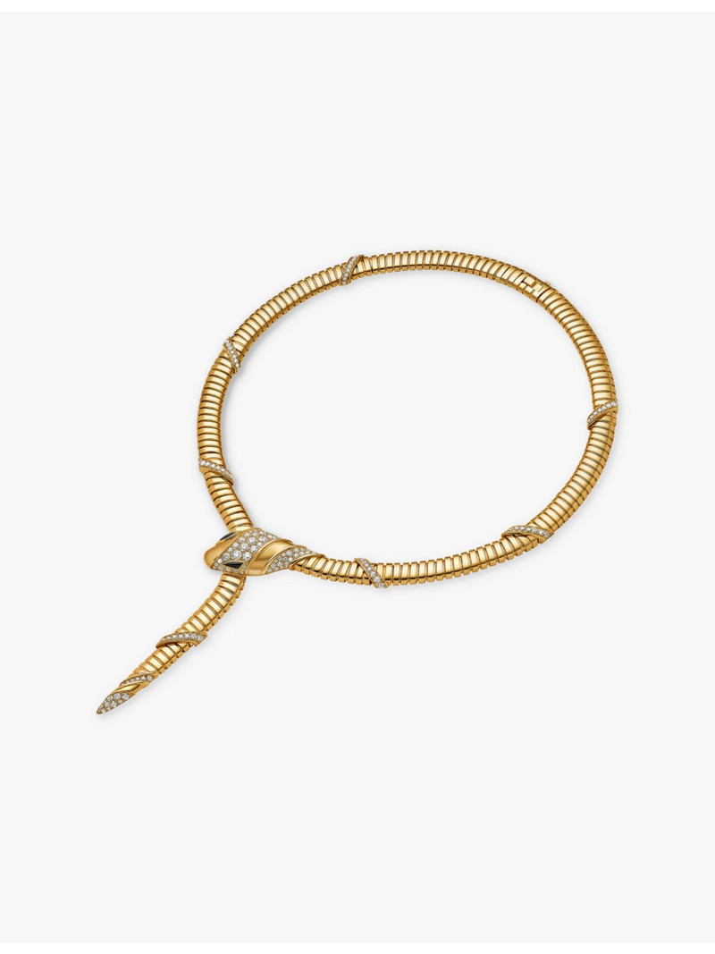 Serpenti Tubogas 18ct yellow-gold, 3.08ct brilliant-cut diamond and onyx necklace 4