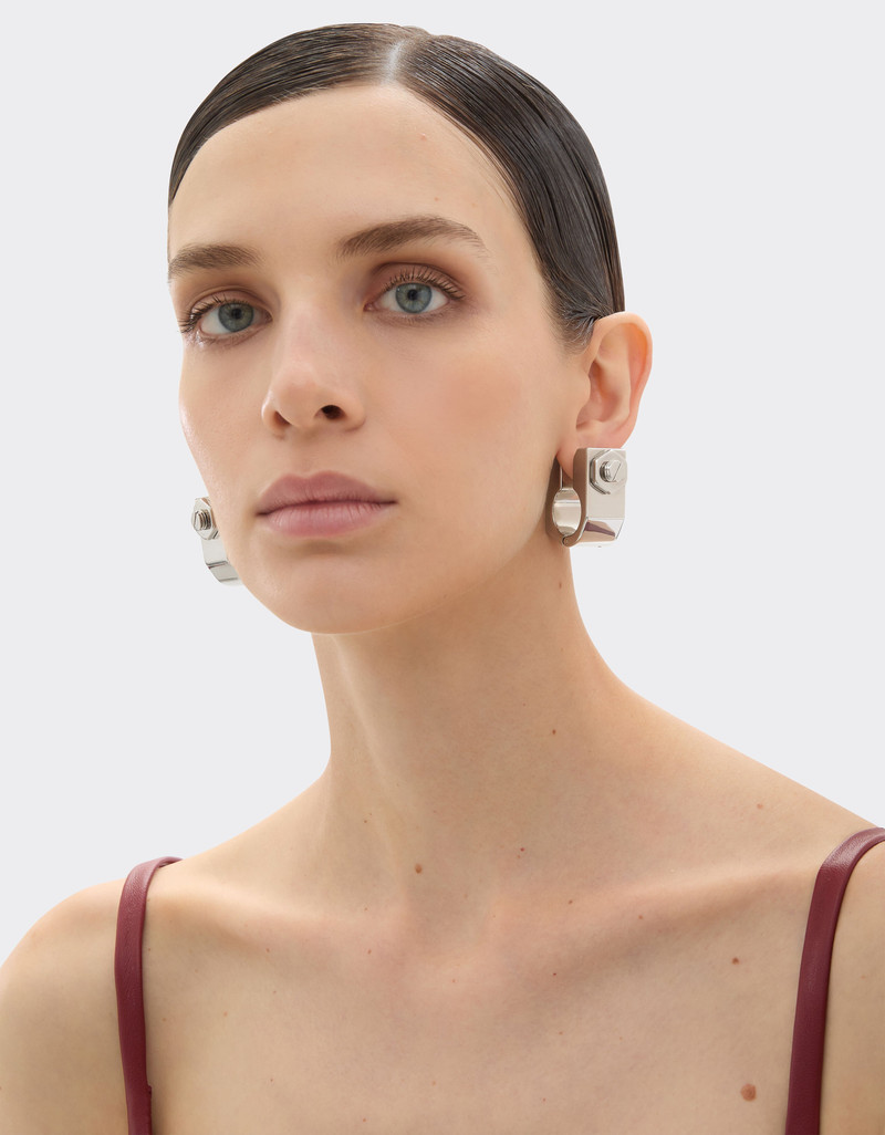 Ferrari Earrings with polished chrome finish outlook