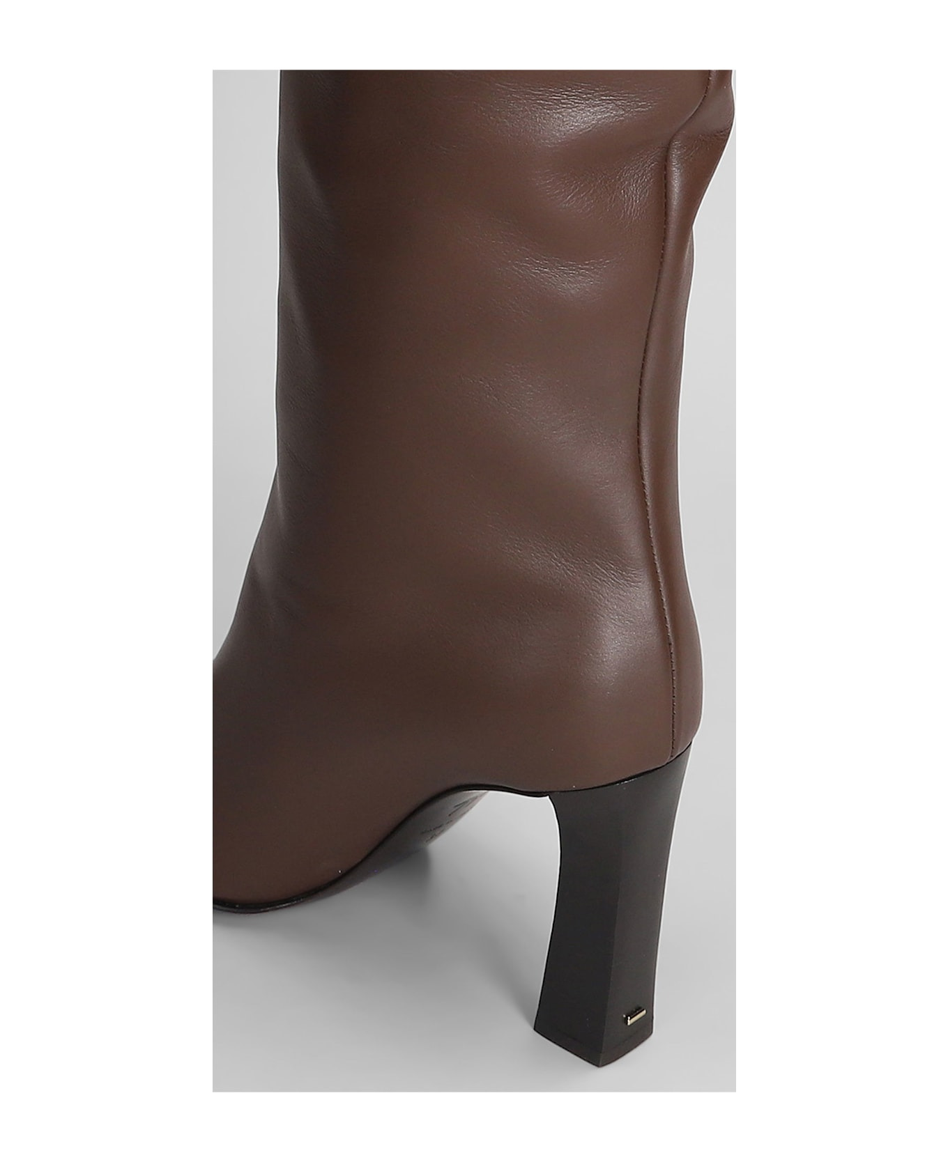 Brenda 90 High Heels Boots In Brown Leather - 5