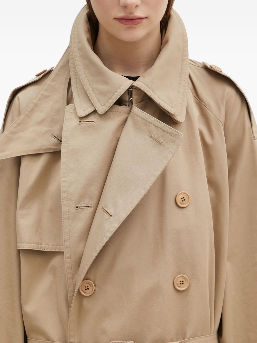 double-breasted belted trench coat - 4