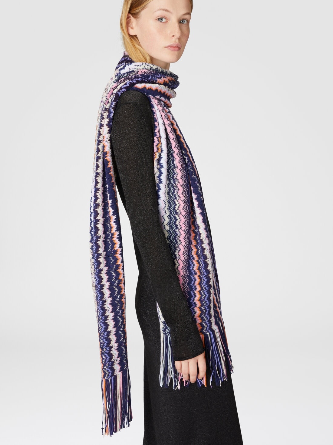 Wool and viscose scarf with fringes - 3