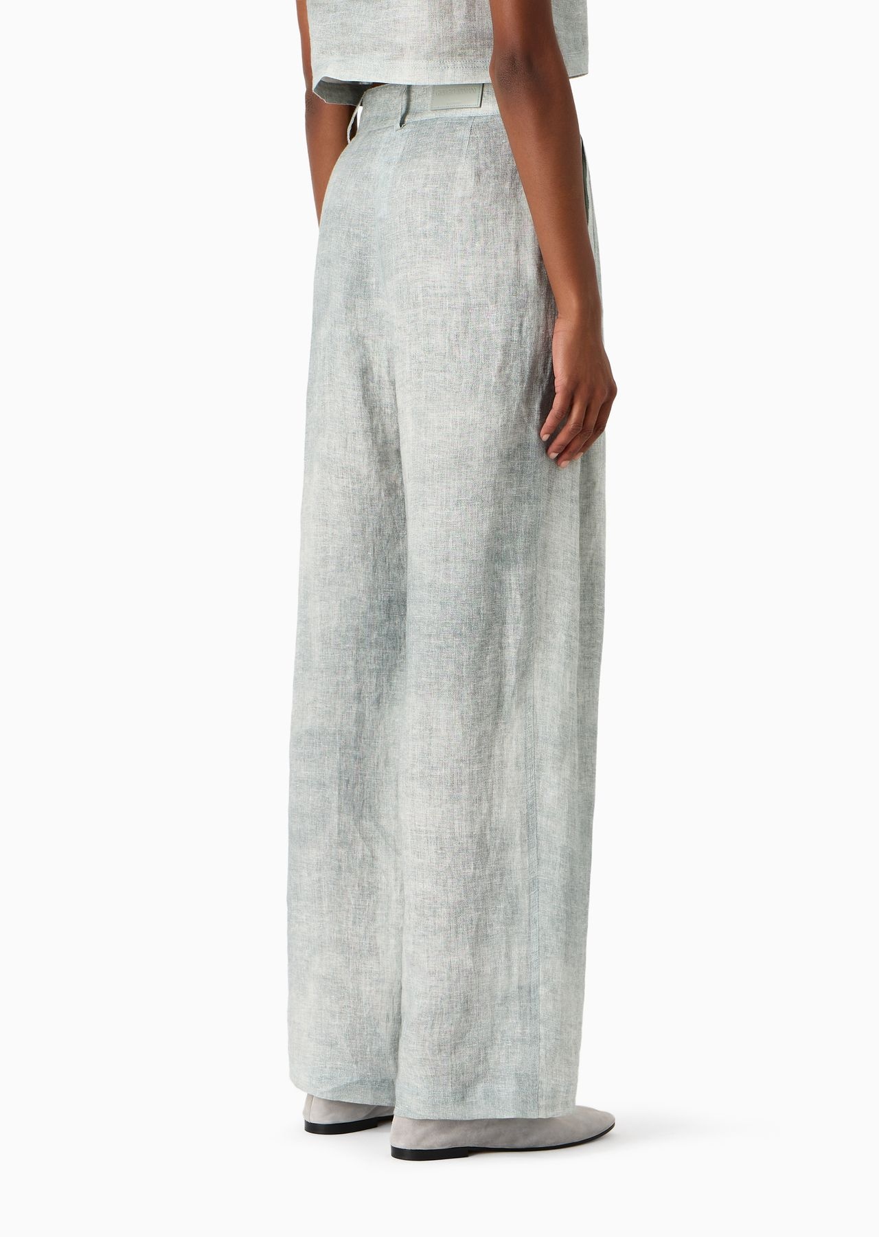 Denim-effect linen two-dart trousers - 3