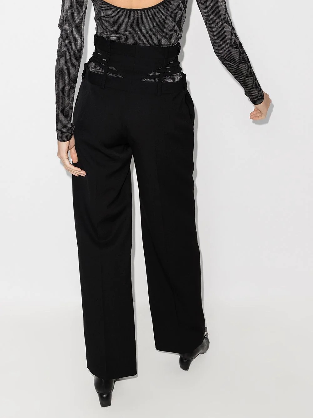 cutout-detail high-waist trousers - 3