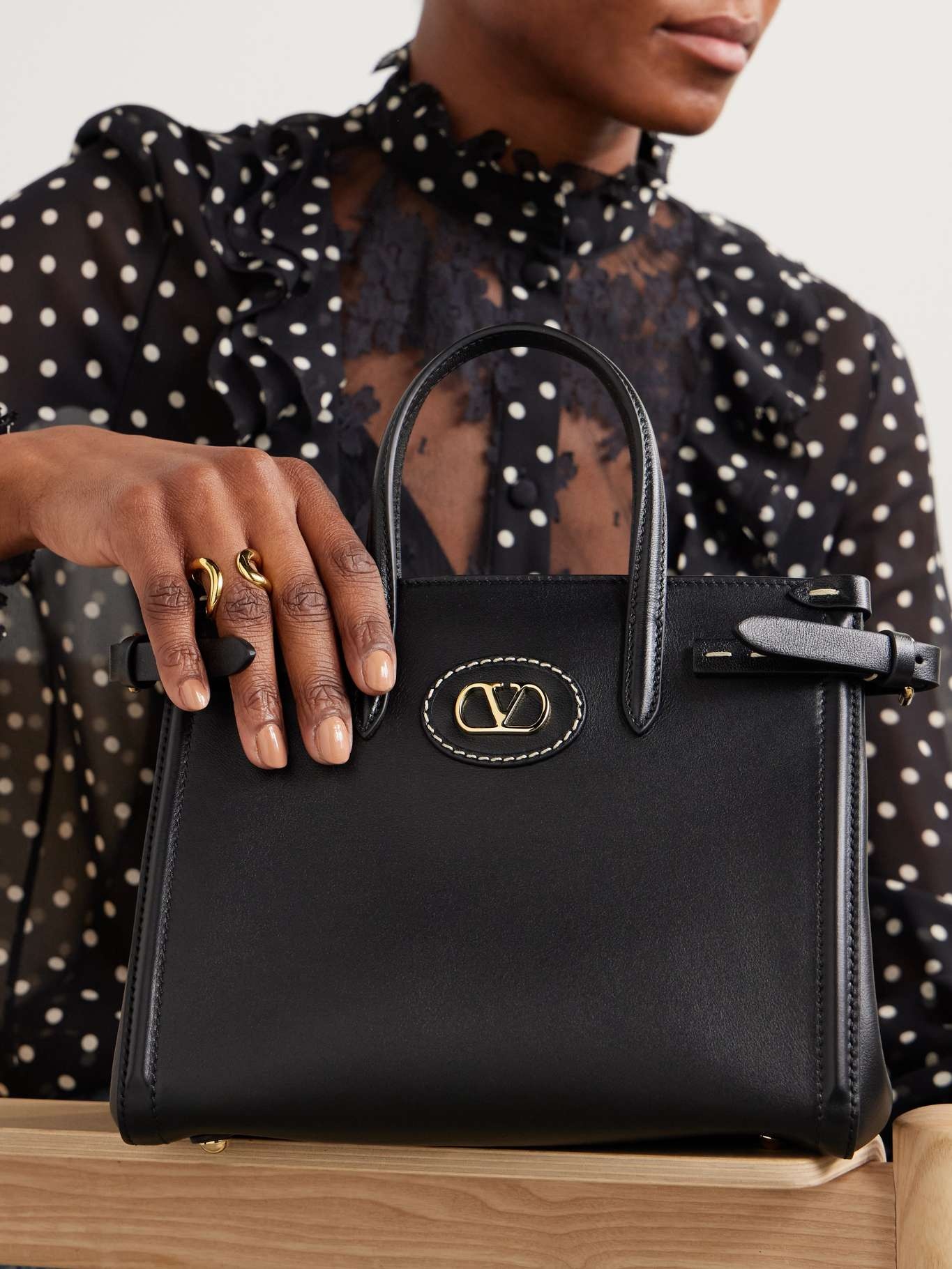 Antibes small leather tote Black - 2
