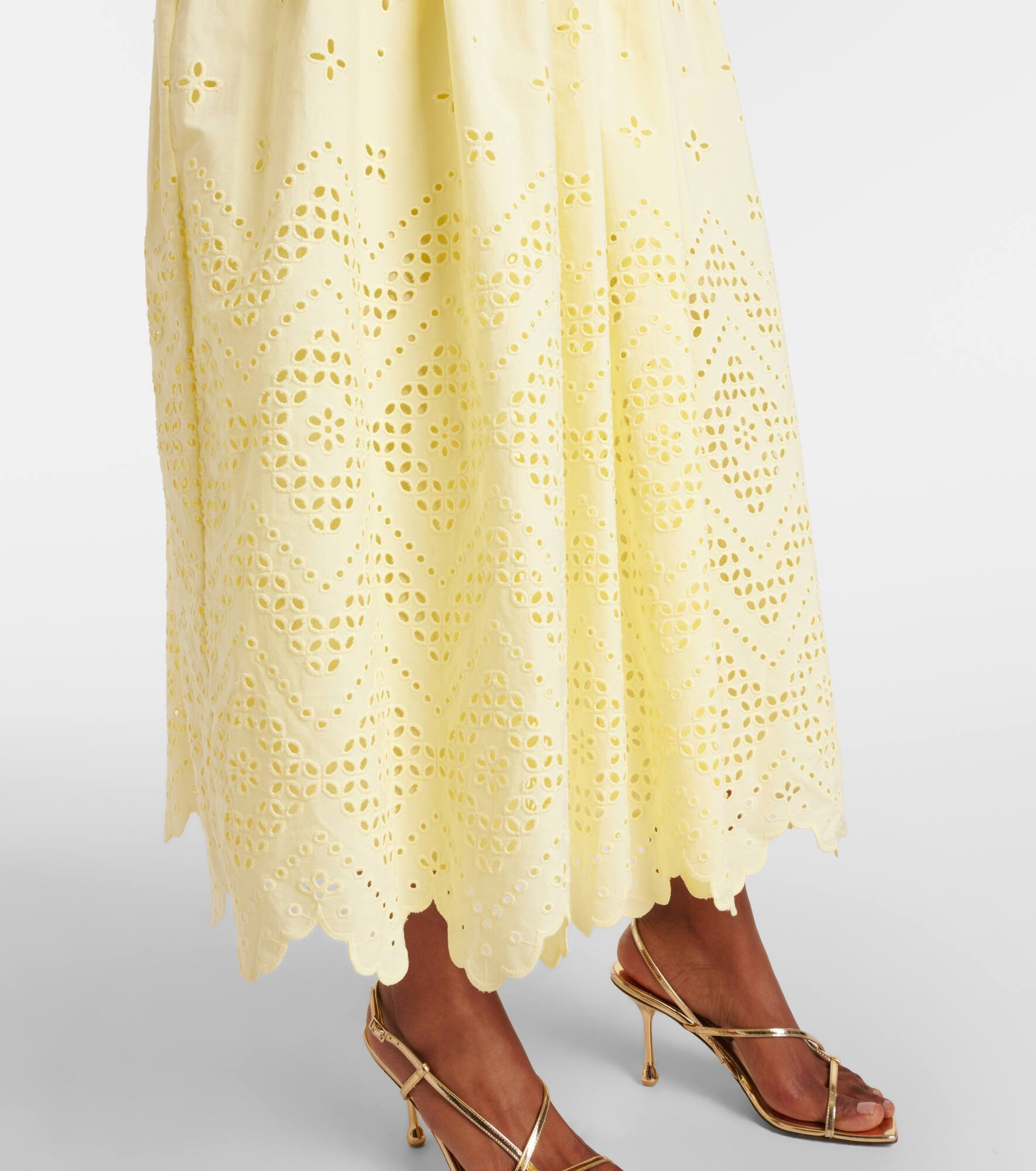 Broderie anglaise cotton midi dress - 5