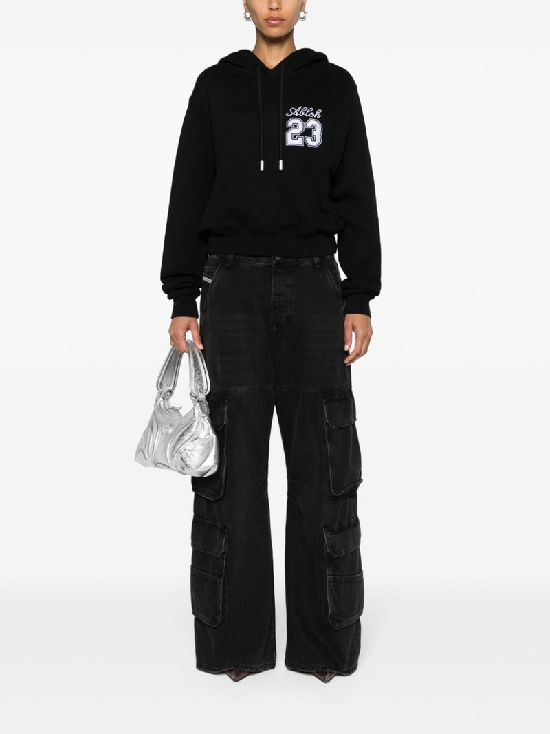 Off-White number-embroidered cropped hoodie outlook