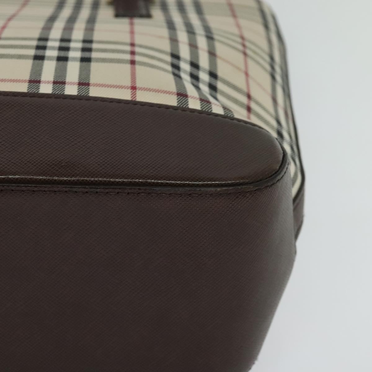 Burberry Nova Check Shoulder Bag Canvas Leather Beige Brown Silver - 14