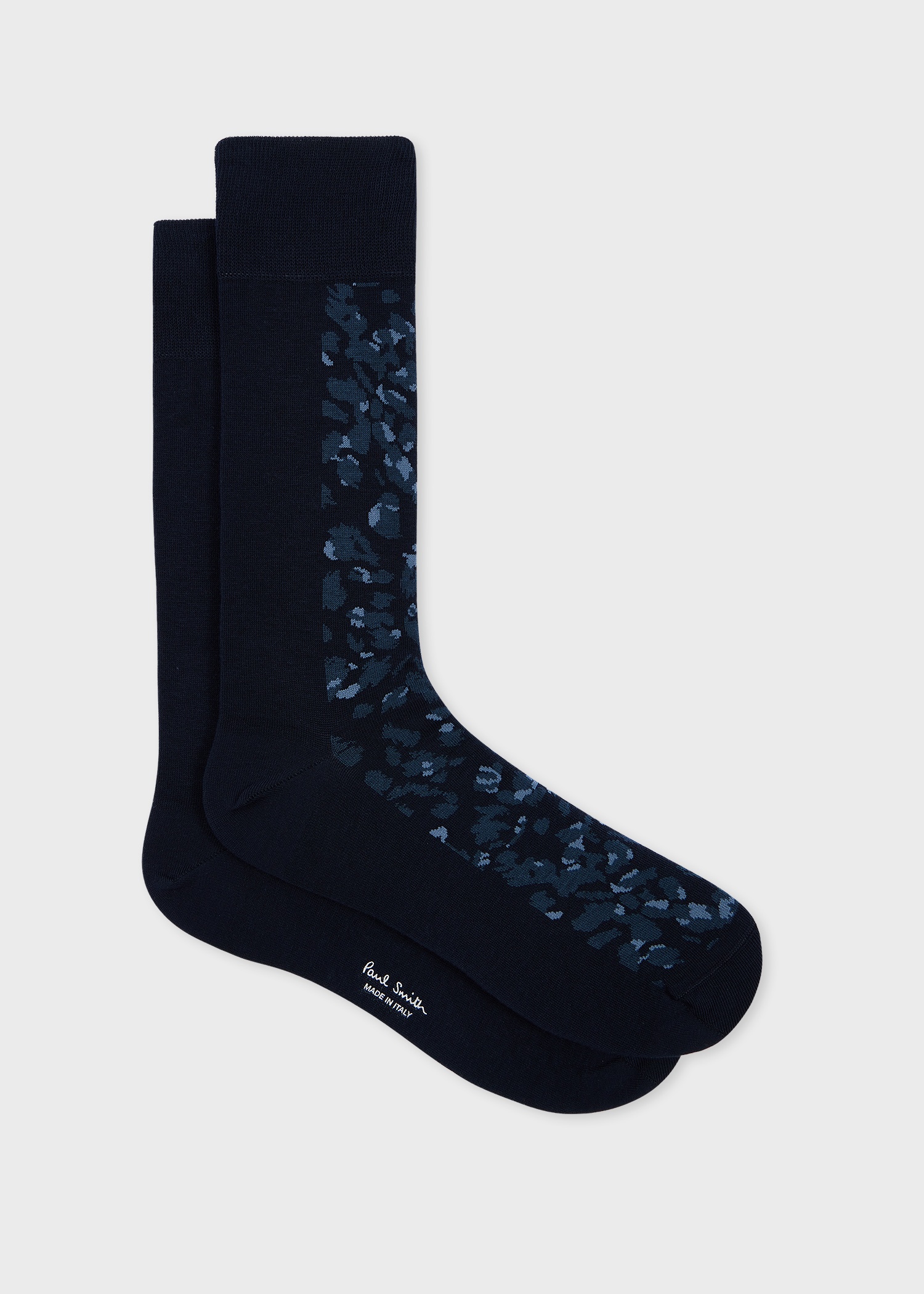 Dark Blue Cotton-Blend Leopard Socks - 1