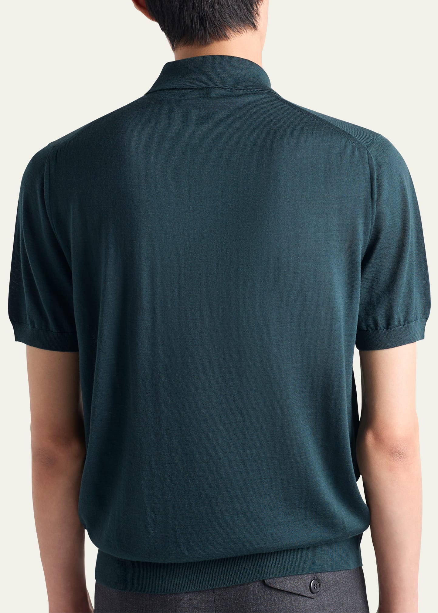 Men's Superfine Wool Short-Sleeve Polo Sweater - 3