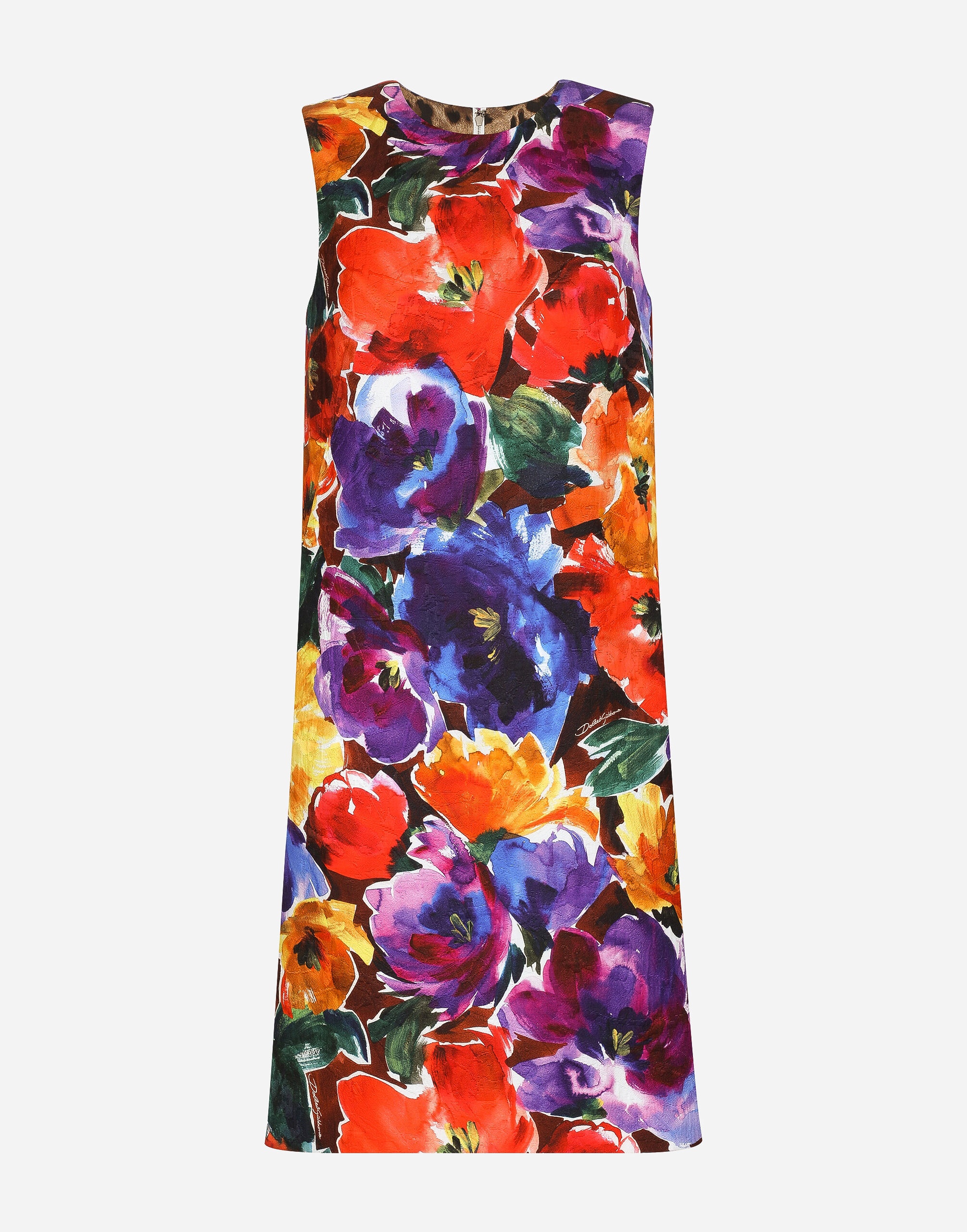 Brocade midi dress with abstract flower print - 1