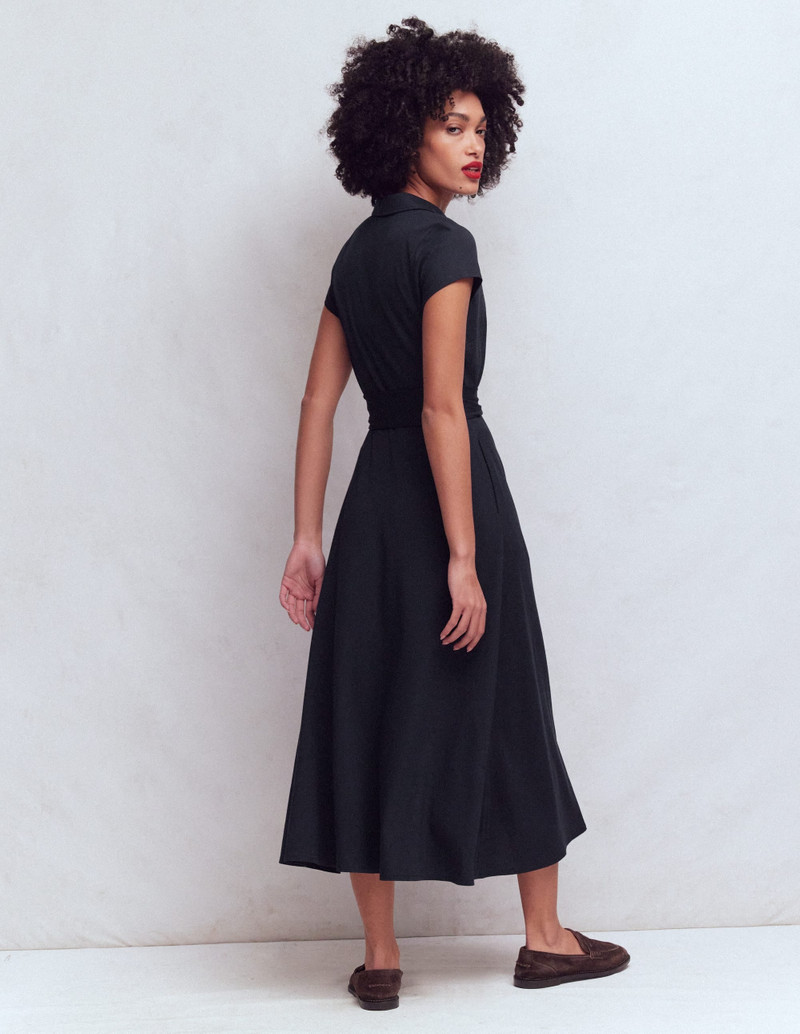 Marcia Jersey Shirt Dress-Navy 4
